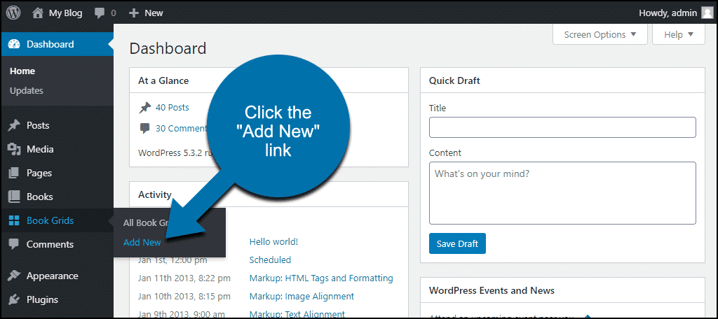 click the "Add New" link