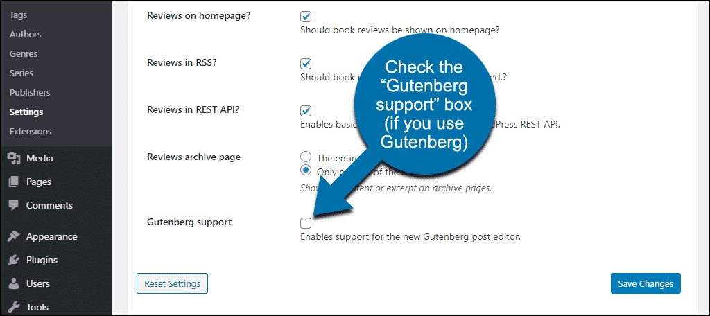 check the "Gutenberg support" box