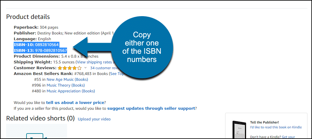 ISBN in Amazon "Product details" section