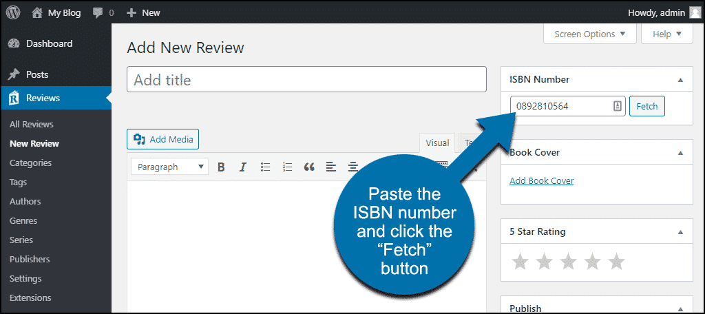 enter ISBN and click "Fetch" button