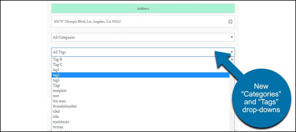 new search form drop-downs