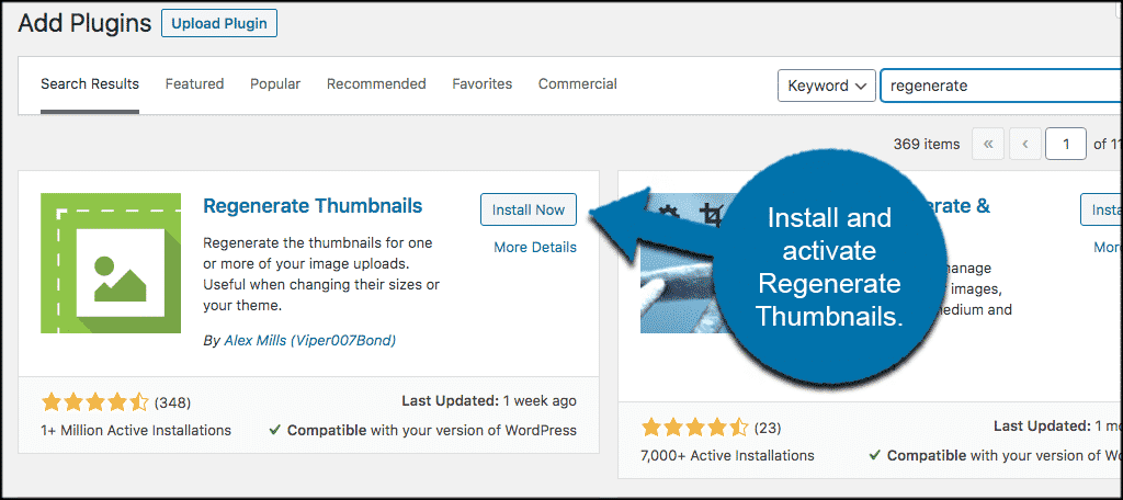 INstall and activate image sizes plugin