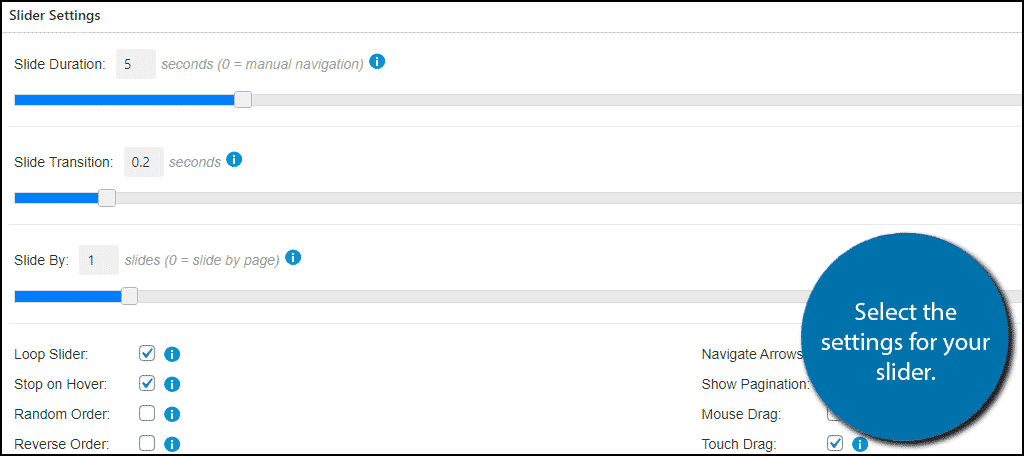 Slider Settings