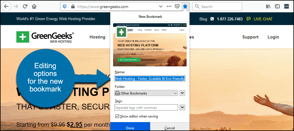 creating a new bookmark in Firefox