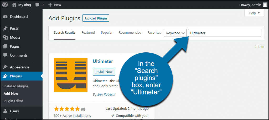 search for the WordPress Ultimeter plugin