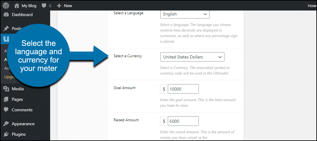 language and currency settings