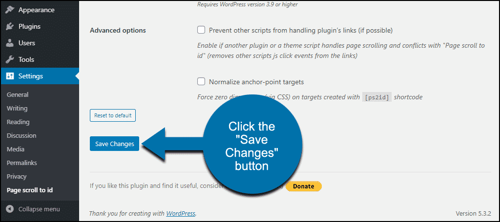 click the "Save Changes" button
