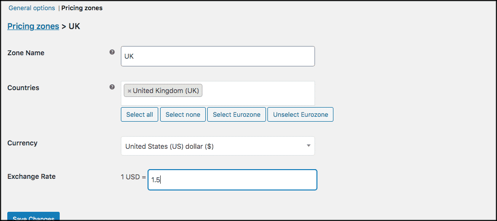 Add pricing zone