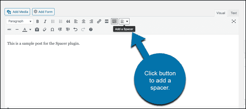 Add spacer from editor