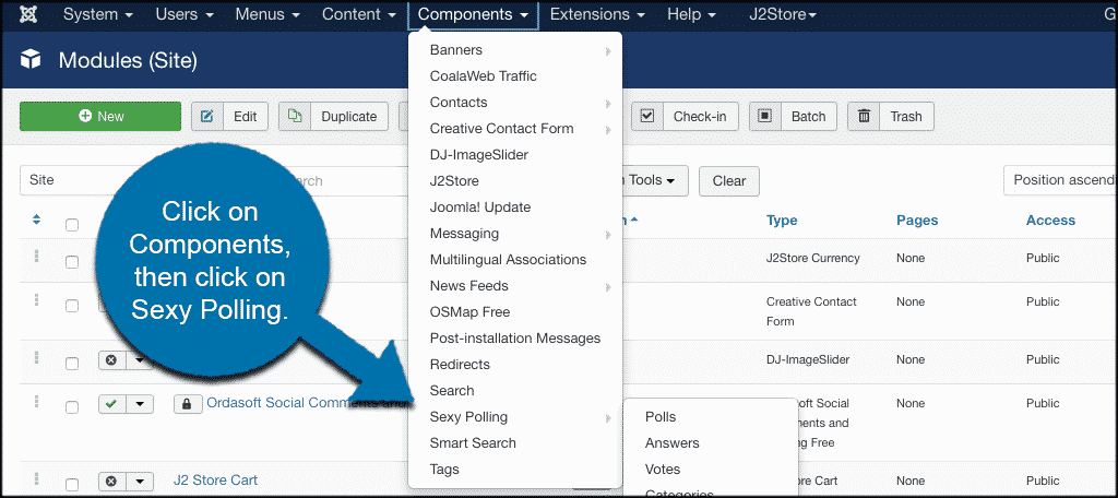 Click components then sexy polling