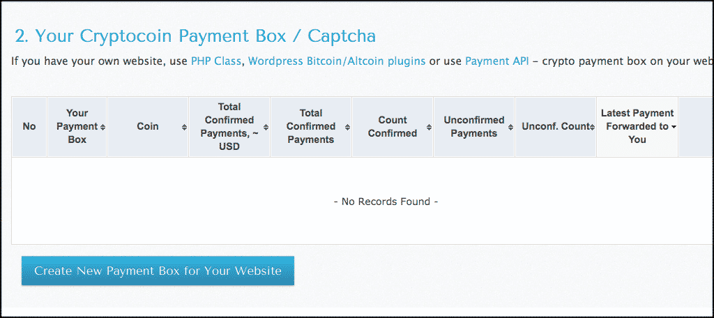 Create a New Payment Box