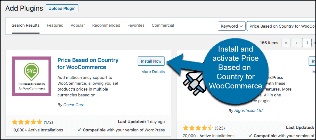 Install and activate prices woocommerce plugin