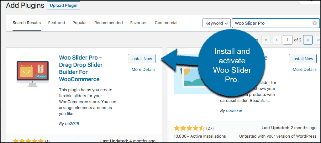 Install and activate slider for woocommerce