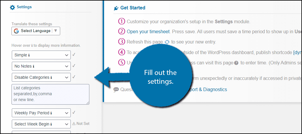 Fill Out Settings