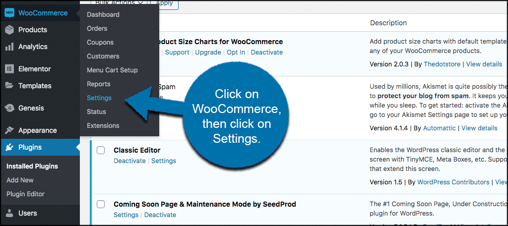 Click woocommerce then settings