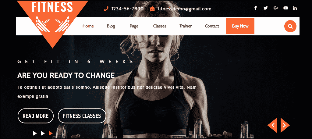 VW Fitness Gym WordPress theme