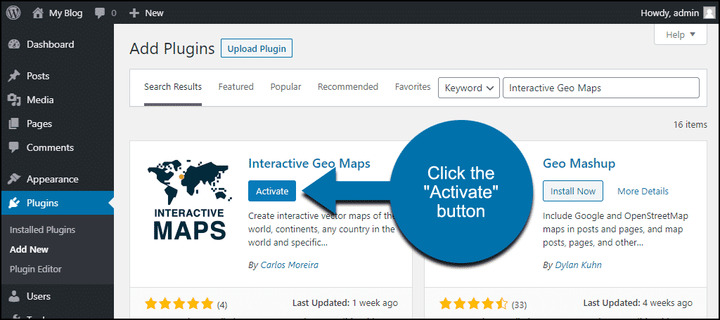 点击启用WordPress互动地理地图插件