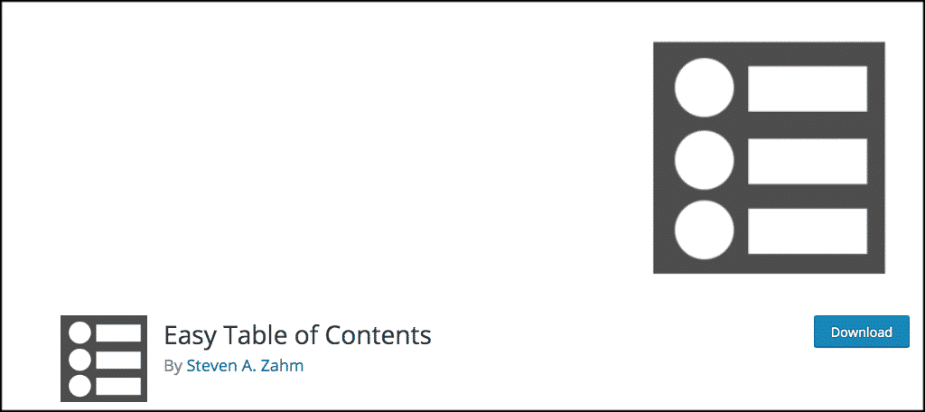 Easy table of contents plugin