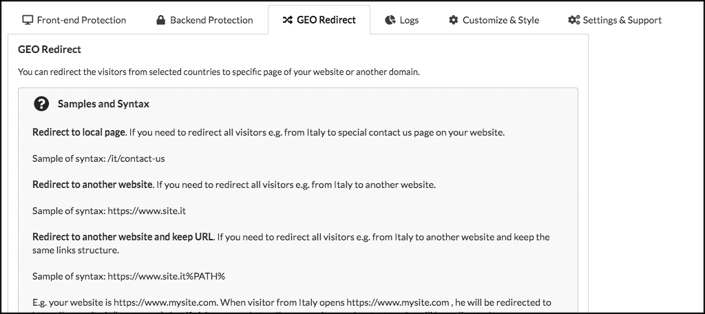 GEO redirect