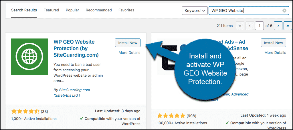 Install and activate block country ip plugin