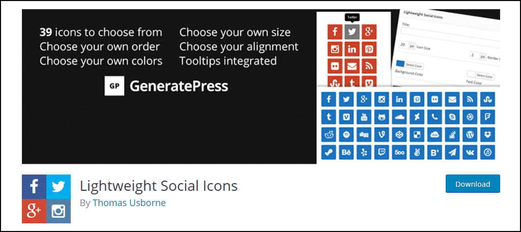 Lightweight Social Icons