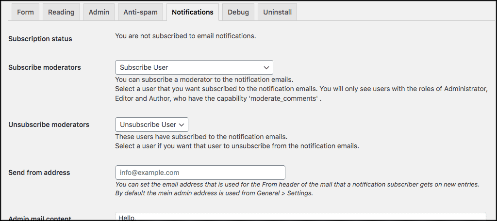 Notifications tab