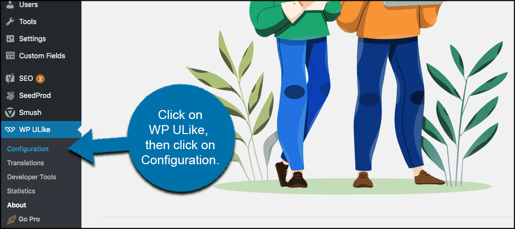 Click on wp ulike then click on configuration