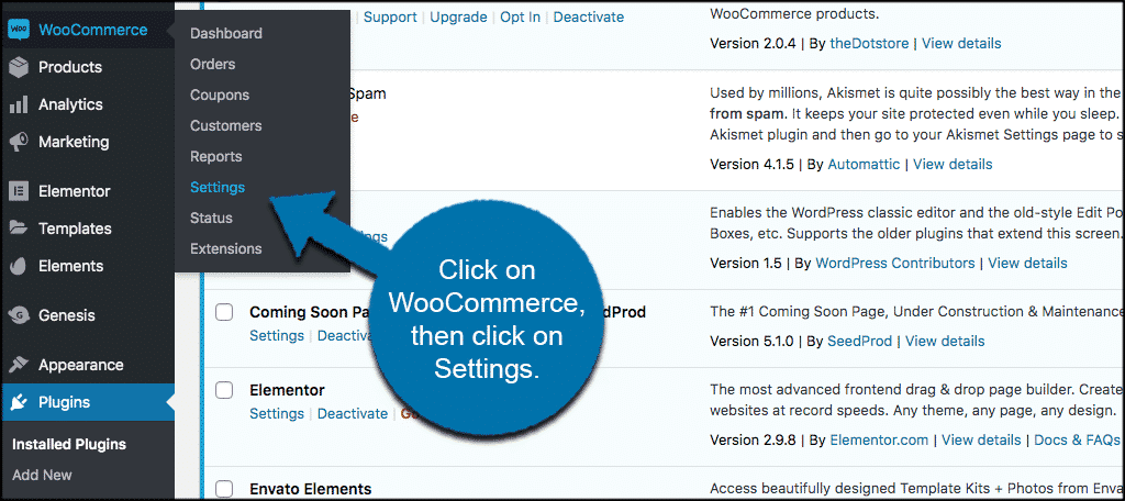 Click woocommerce then settings