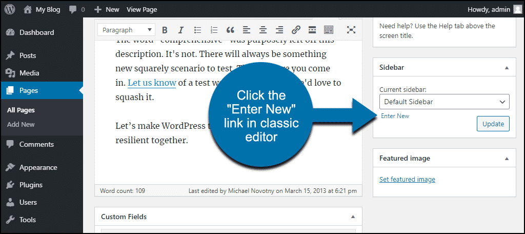 click the "Enter New" link in classic editor