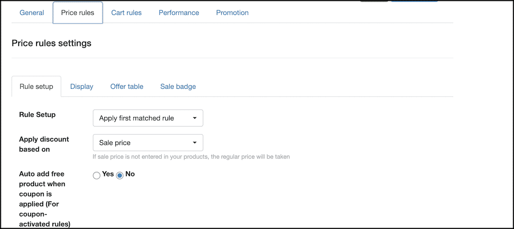 Price rules for discount rules in woocommerce