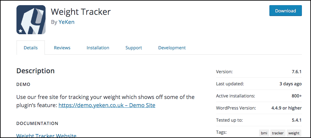 Weight Tracker Plugin