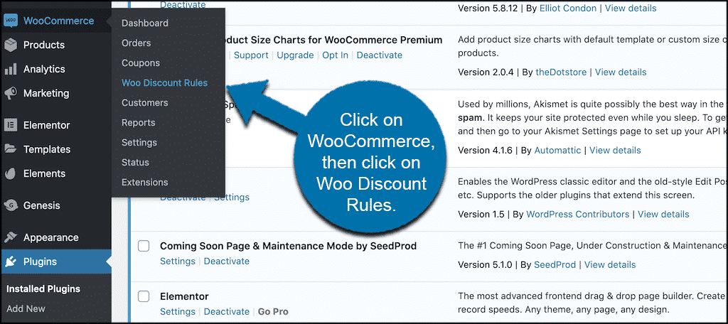 Click woocommerce menu to access settings