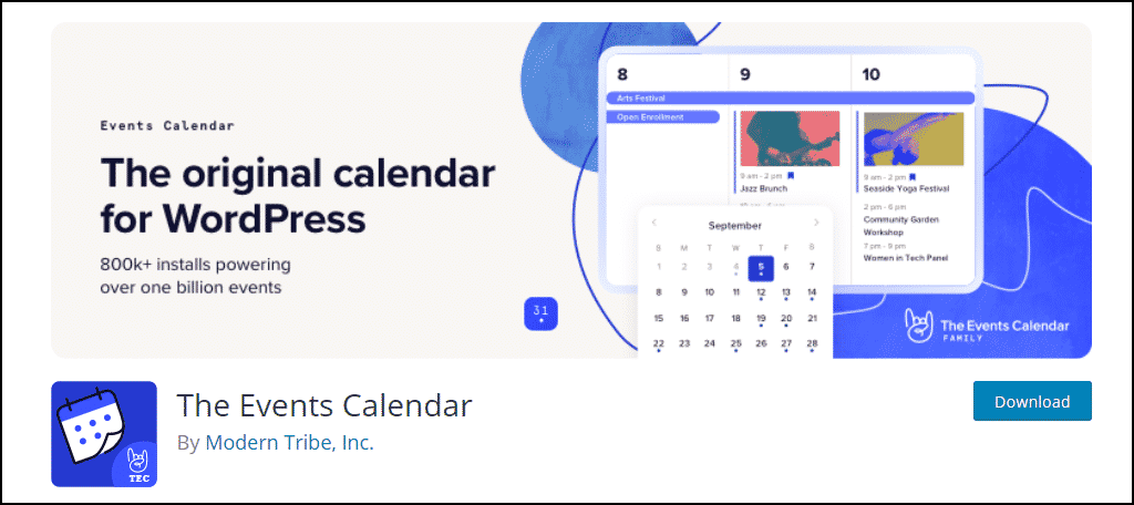 The Events Calendar WordPress plugin