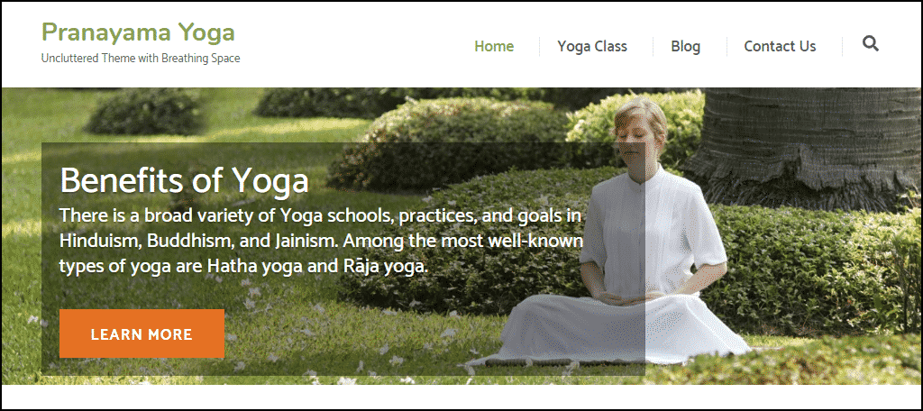 Pranayama yoga tema de WordPress