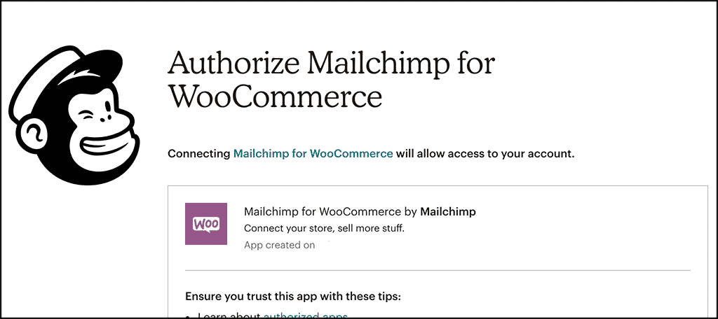 Authorize mailchimp for woocommerce