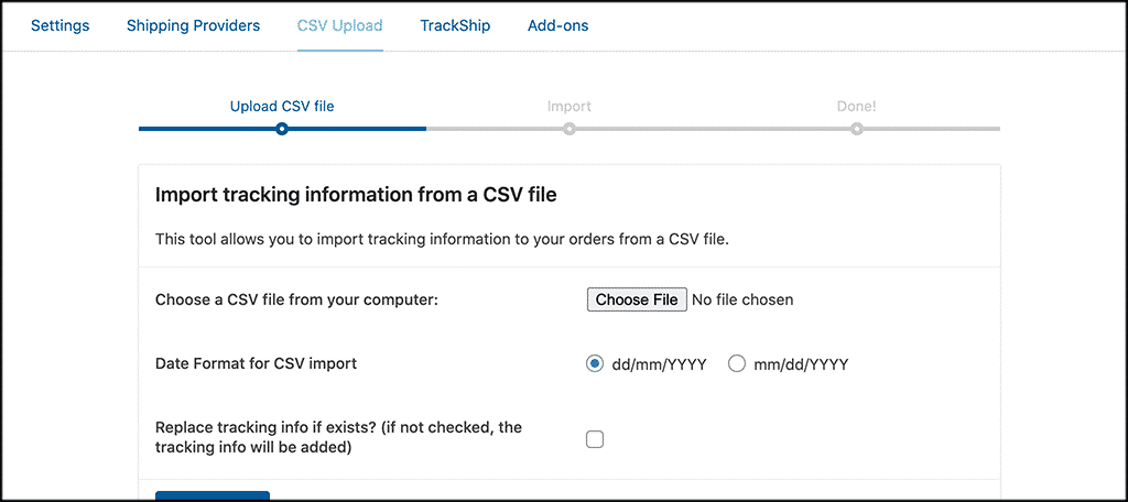 CSv upload