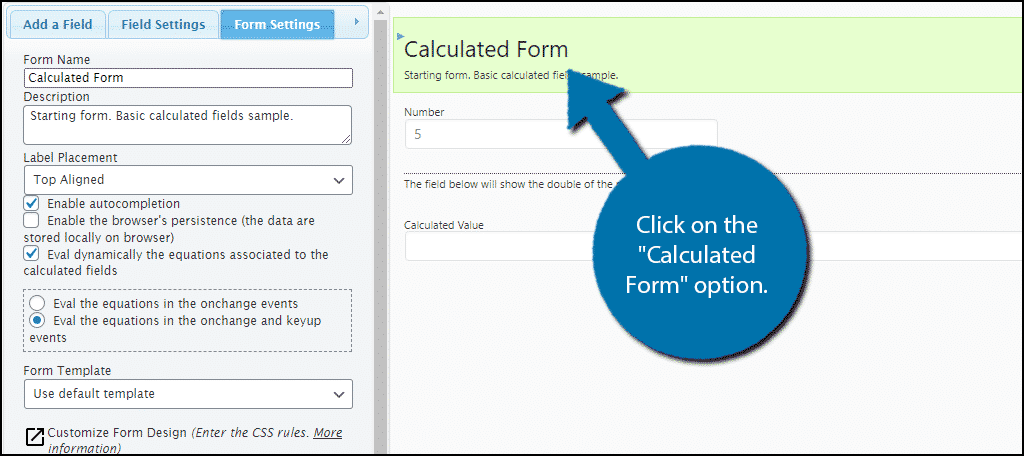 Formulario calculado