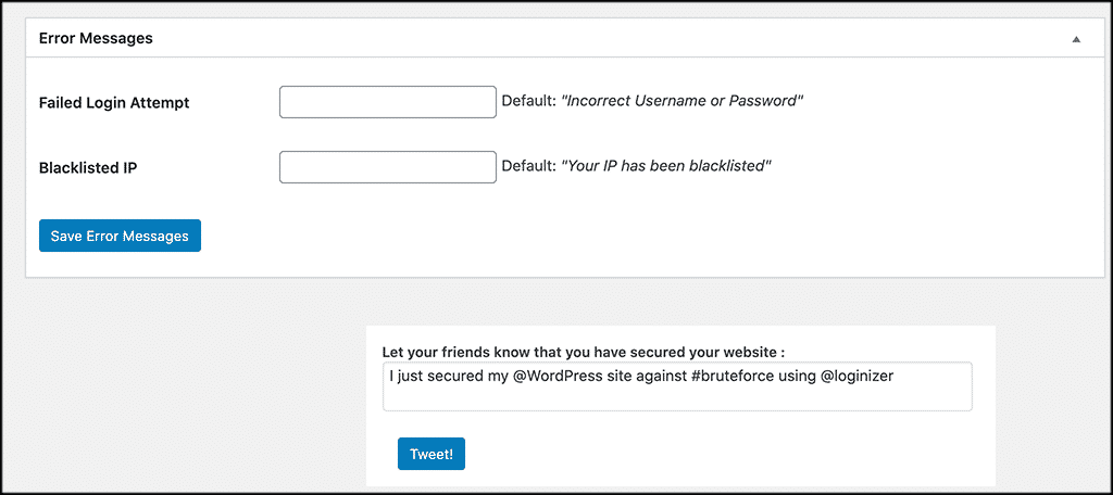 Brute force login Custom Error Message