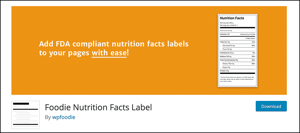 Foodie Nutrition Facts Label plugin