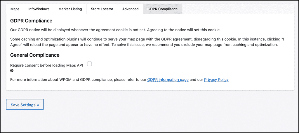 Wp google maps gdpr compliance tab