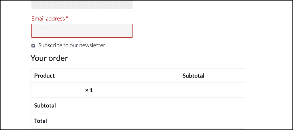 Newsletter subscribe checkbox