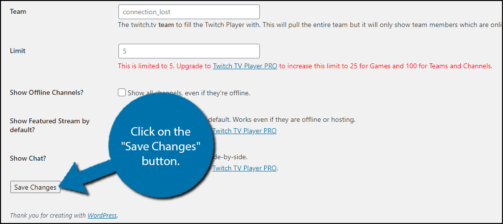 Save Changes