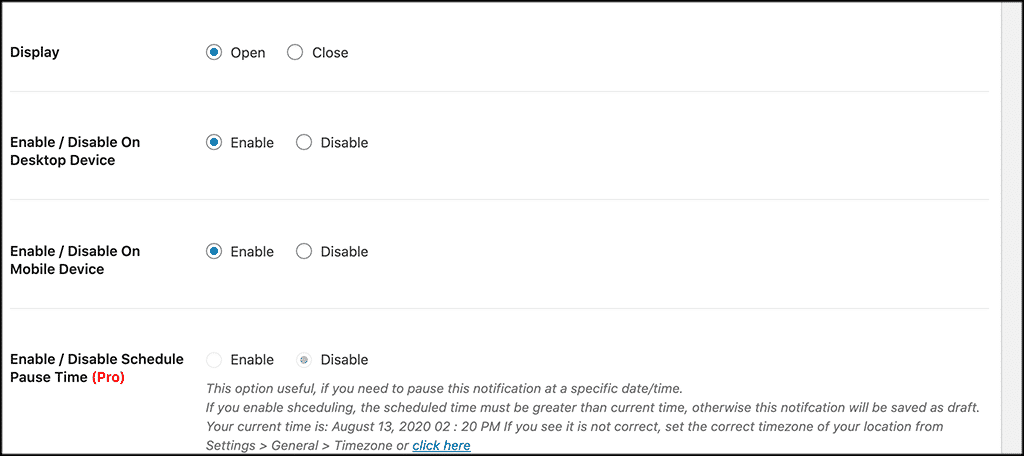 Display options for Hashbar notifications
