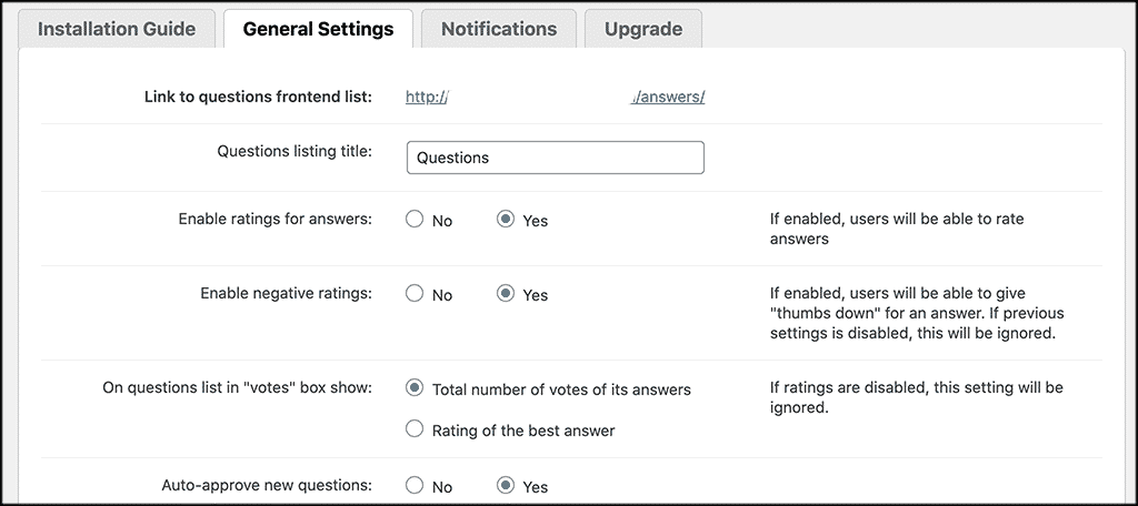 General Settings tab