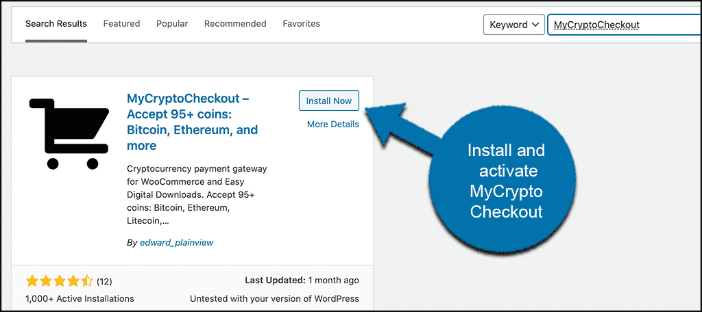 Install and activate MyCryptoCheckout