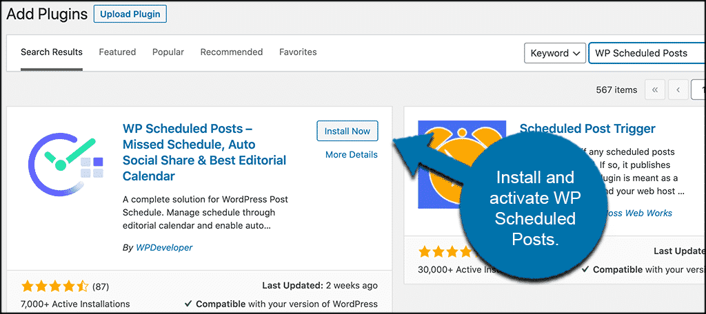 Install and activate wp scheduled posts