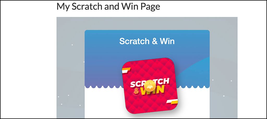 live page for Scratch and Win Giveaways