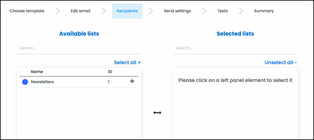 Recipients tab