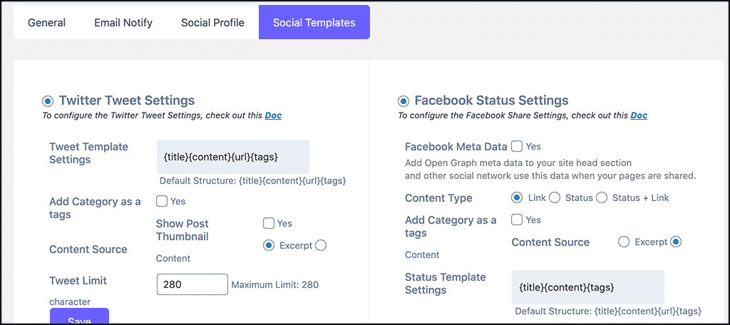 Social templates