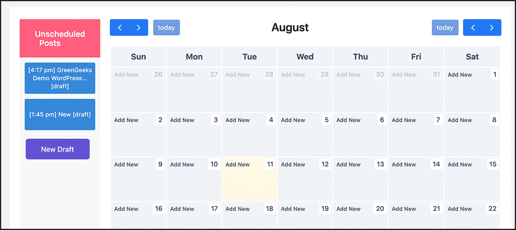 WP scheduled posts calendar